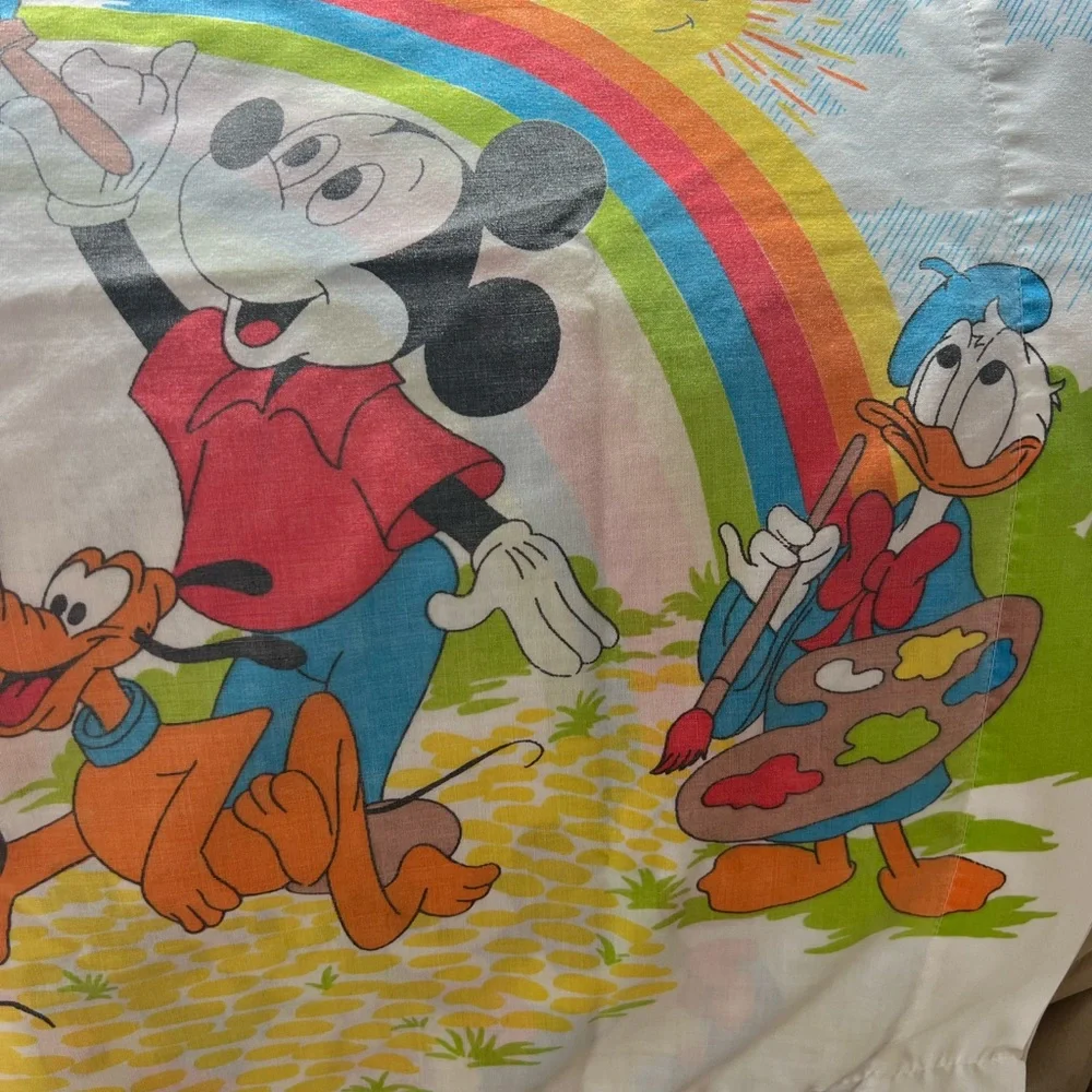 Vtg Twin Disney Pacific Mickey Mouse Set of 3, Pillowcase, Fitted,‎ & Flat Sheet